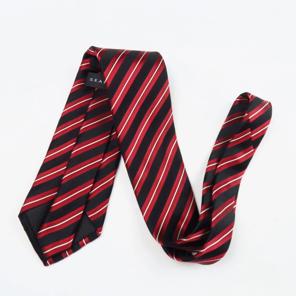 Corbata de cuello Sean John negra roja blanca a rayas diagonales para hombre 58x3,5 Modern Power Foto 4 de 4