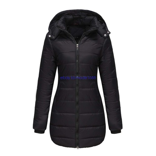 Neu Damen Winterjacke Winter Mantel Abnehmbar Kapuze Jacke Große Warm Steppjacke - Bild 20 von 31