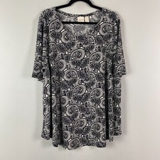 Chicos Floral Blooms Swing Tunic Top Size 3 US XL Black White