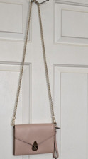 Calvin Klein Women's Lock Leather Small Crossbody Bag Wallet Beige