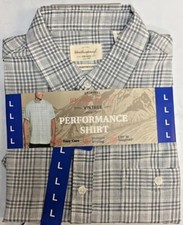 Weatherproof Vintage Men's Woven Shirt Moisture Wicking Gray/White LARGE