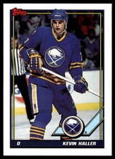 1991-92 Topps #473 Kevin Haller Buffalo Sabres Rookie Hockey Card. rookie card picture