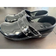 Koi Sanita Patent Leather Clogs Slip On Comfort Shoes Black 39/8