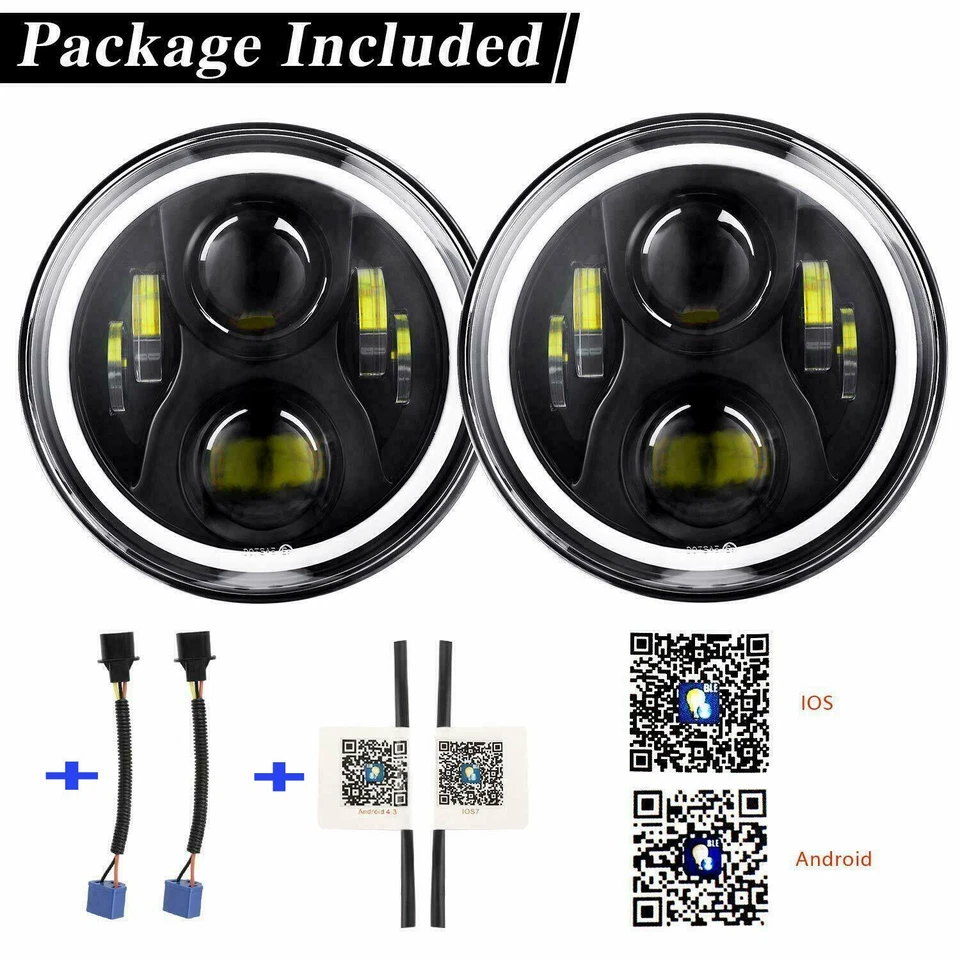 Halo de faros LED RGB de 7 pulgadas + soporte de montaje de 9"" para Jeep Wrangler JL 2018-2021 Foto 4 de 4