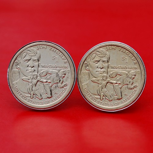 US 2018 Native American Dollar BU Unc Coin Cufflinks - Jim Thorpe - Picture 18 of 26