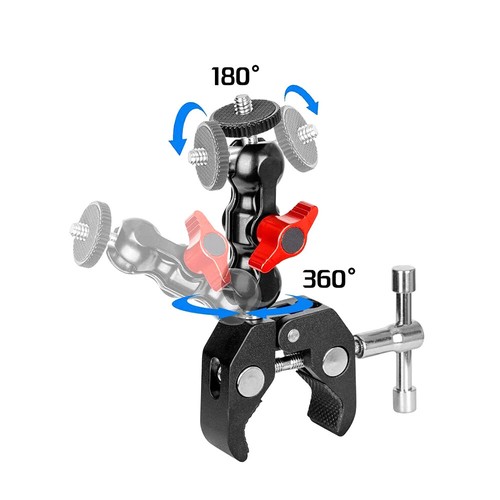 Double Ball Head Super Clamp Mount Arm for Video Light DSLR Camera Monitor New - Picture 6 of 7