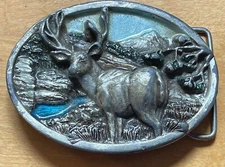 Vintage 1984 Standing Deer Nature Bergamot Brass Works E-146 Hunters Gift Buckle