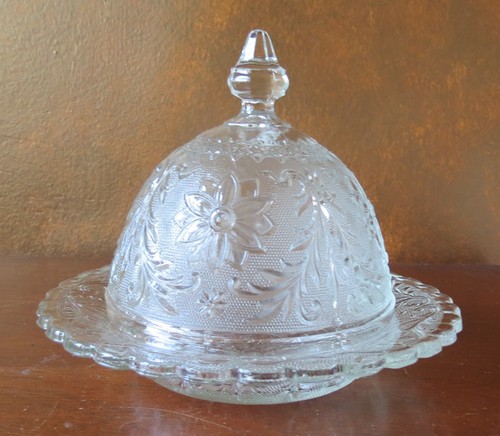 Tiara Glass Sandwich Clear 2 Pc Round Dome Butter Dish(s)