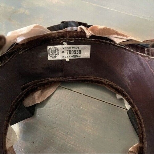 Sombrero Capuleto Vintage Hecho en Unión Terciopelo Marrón Tostado Crema - Imagen 8 de 8