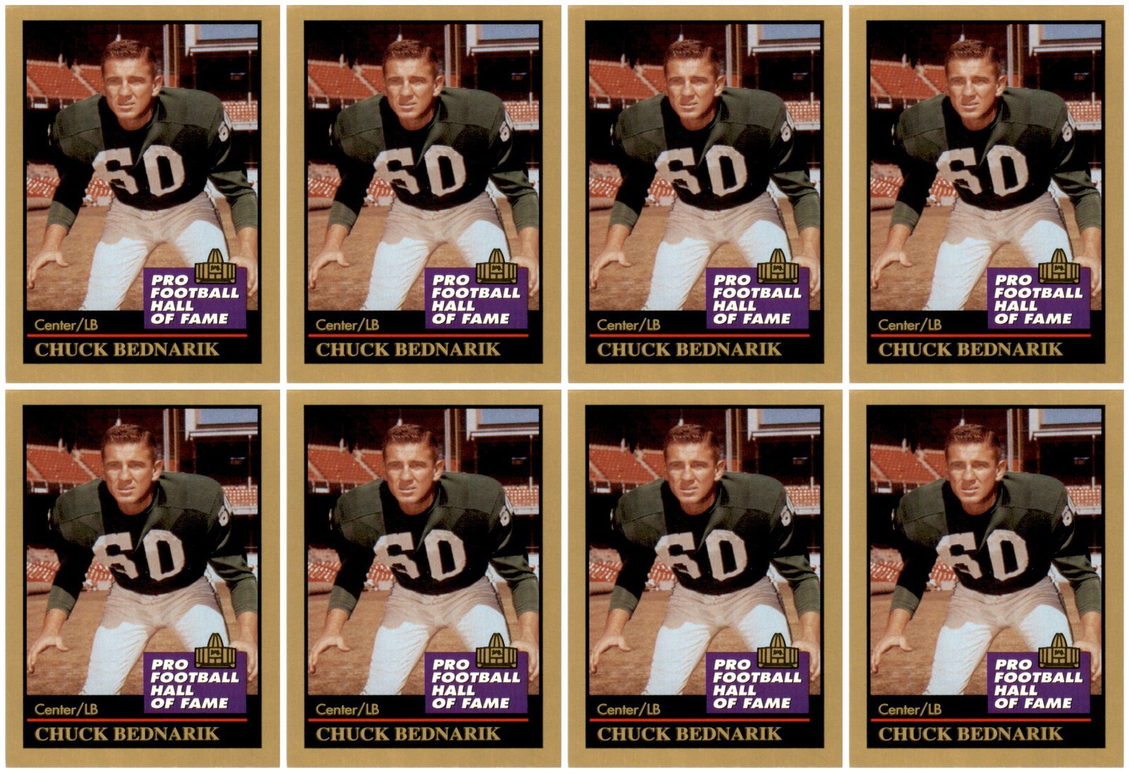 (8) 1991 ENOR Pro Football HOF #8 Chuck Bednarik Philadelphia Eagles Card Lot