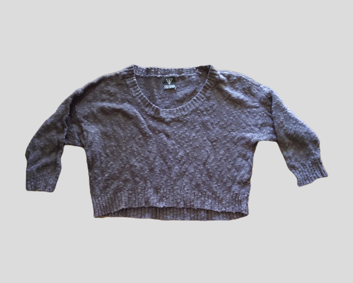 Guess Sweater Womenu0026#039;s Size Large Cropped Dark Gray Cotton Knit Jumper  Pullover | eBay