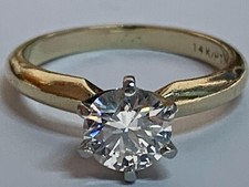 14k Solid Yellow Gold Diamond Ring. Estate, Vintage, .75 carats High End Diamond