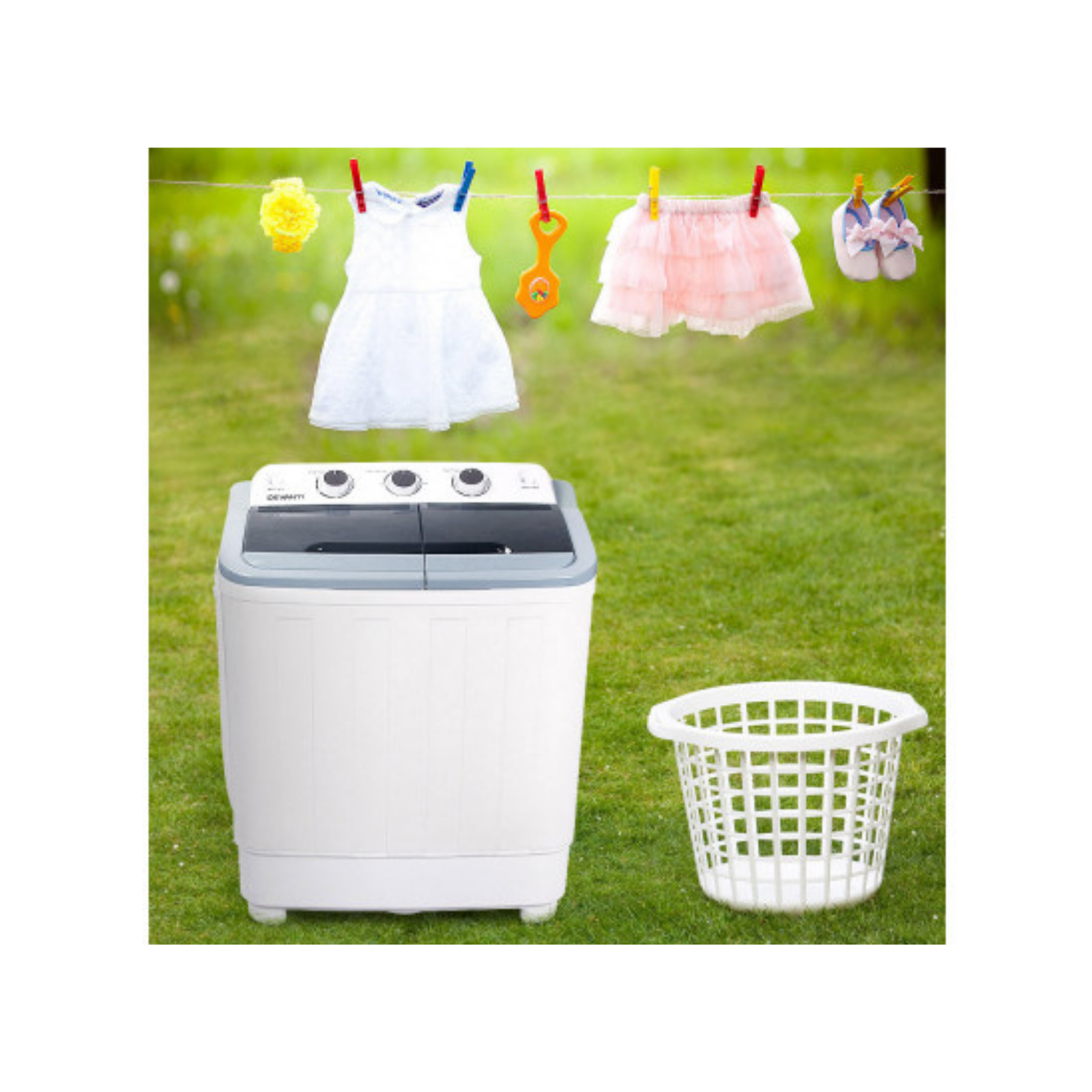 Devanti 5kg Mini Portable Washing Machine Twin Tub Spin Camping Caravan