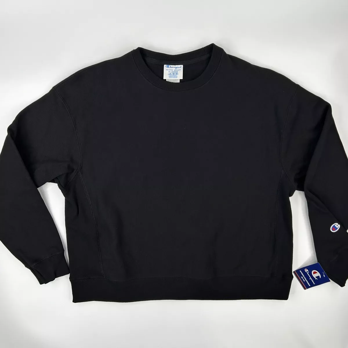 Champion Reverse Weave Crewneck Sweatshirt Womens XL Pullover Black GF850 003