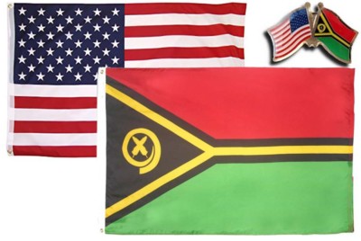  Wholesale Combo USA & Vanuatu Country 2x3 2'x3' Flag & Friendship Lapel Pin