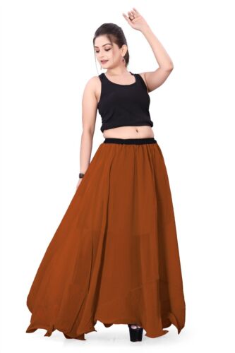 Golden Chiffon Half Circle skirt Belly Dancing Office skirt Casual Wear C13 - Picture 1 of 5