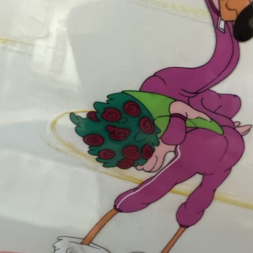 Rare Animated Pink Flamingo Jogging Suit Flower Character Production Cel - Picture 5 of 7