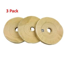6 in Buffing Polishing Wheel Buffer Pad 1" Arbor Cotton 50 Ply Spiral Sewn 3pk