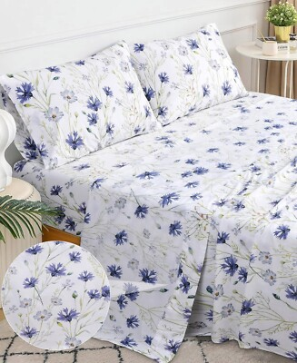 #ad #ad Cotton Sheet Set Full Queen King Size Fitted Flat Sheets 200 Thread Count Luxury $42.00