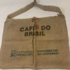 NEW Cafe Do Brazil up-cycled large burlap tote, Boho bohemian