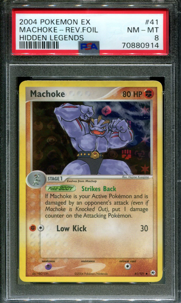 Machoke - 41/101 - PSA 8 - Reverse Holo - Hidden Legends - Pokemon