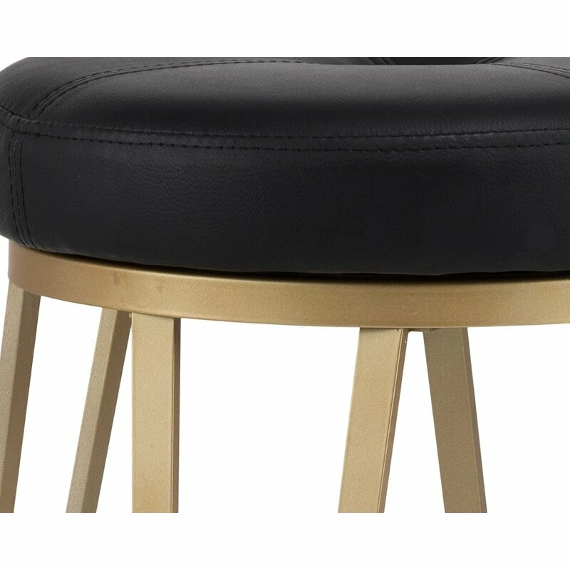 Nuevo Taburete de Bar Aime Giratorio 29 Pulgadas Taburete de Mostrador Cuero Negro Metal FLE27 Foto 2 de 2