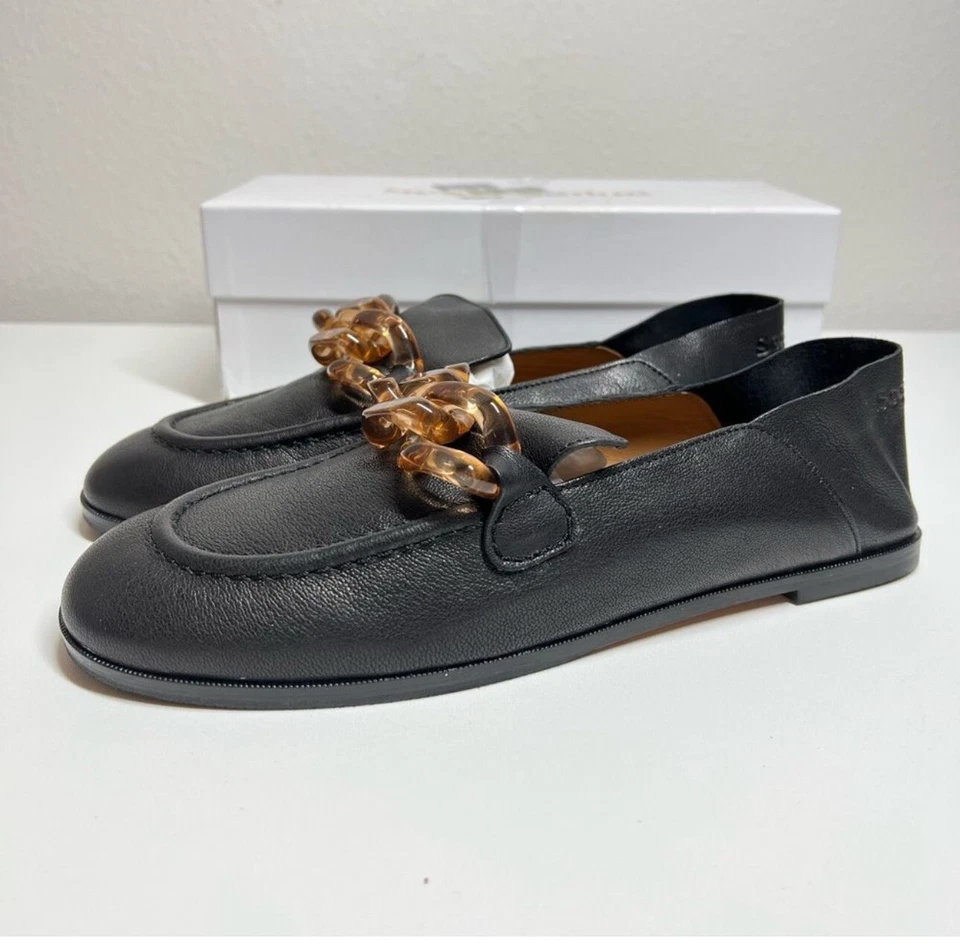 Nuevo con etiquetas Mocasines Mahe See By Chloé Cuero de Cabra Negro Talla 10.5 EE. UU./42 UE