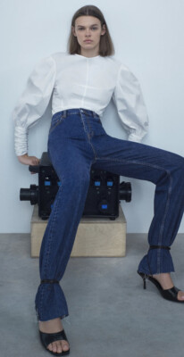 ZARA NEW WOMAN FULL POPLIN TOP BALLOON 