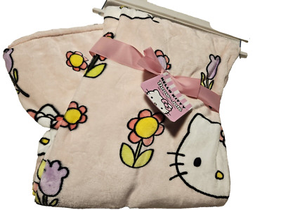 2024 Floral Hello Kitty and Flowers Throw Blanket Throw 50x70
