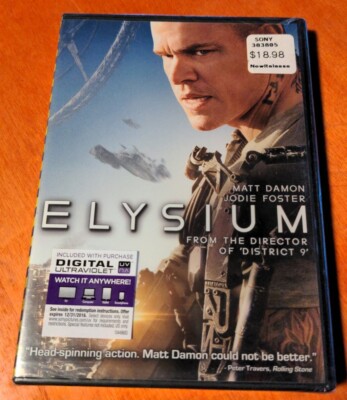 Elysium DVD Matt Damon  Jodie Foster  Alice Braga  Sharlto Copley  Blomkamp