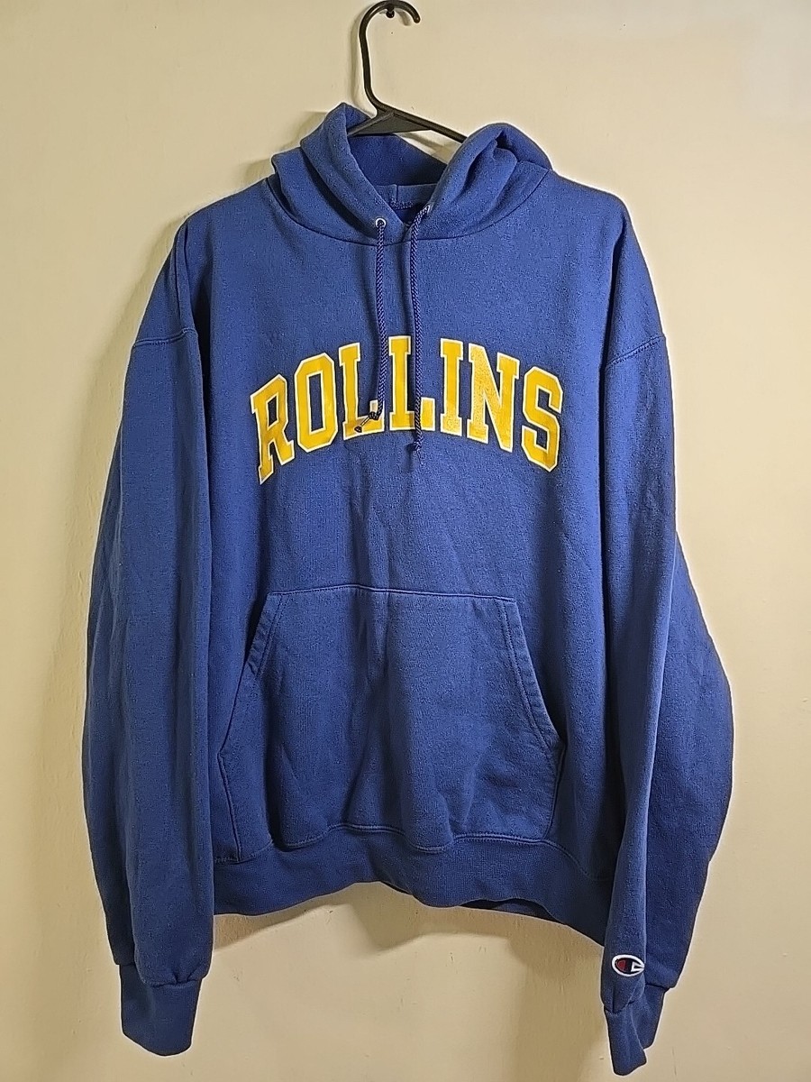 Vintage Champion Rollins Tars Hoodie Mens Large Blue Cotton
