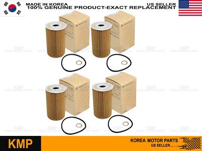 GENUINE  4PC ENGINE OIL FILTER FOR 2014-2023 HYUNDAI GENESIS KIA # 26320-3CKB0