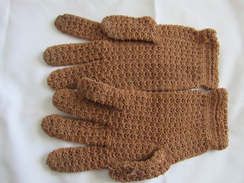 WEAR-RIGHT VINTAGE WRISTLET KNIT NYLON BROWN GLOVES MADE IN THE USA SIZE SMALL - Picture 4 of 5