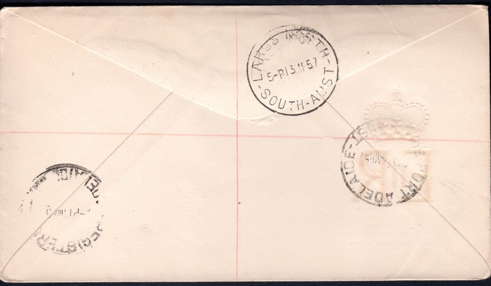 1957 Austrália QEII Elizabeth 1'7 Marrom WCS FDC LARGS NORTH GOWER REGISTRADO - Imagem 2 de 2