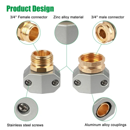 1 Set 3/4'' 5/8'' Al Water Hose Pipe Repair Kit Male Female Garden Connector - Picture 1 of 12