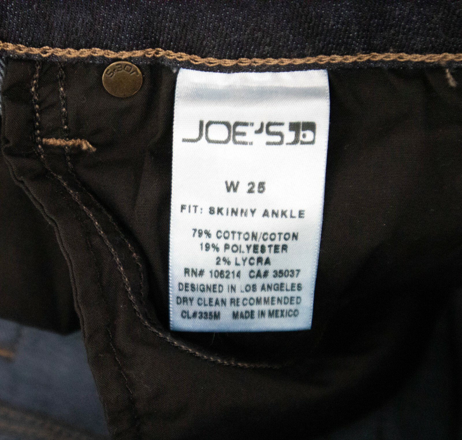 Joe's Jeans Skinny Ankle (25) RN 106214 CA 35037 eBay