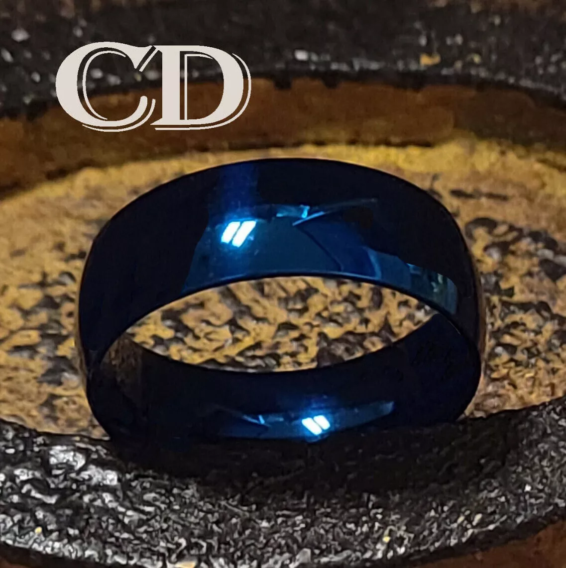 Men s Polished Blue Promise Ring Pinky Promise Ring For Guys