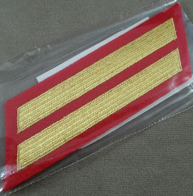 US Marine Corps Male Service Stripes 8 Years - Gold On Scarlet - New Pair