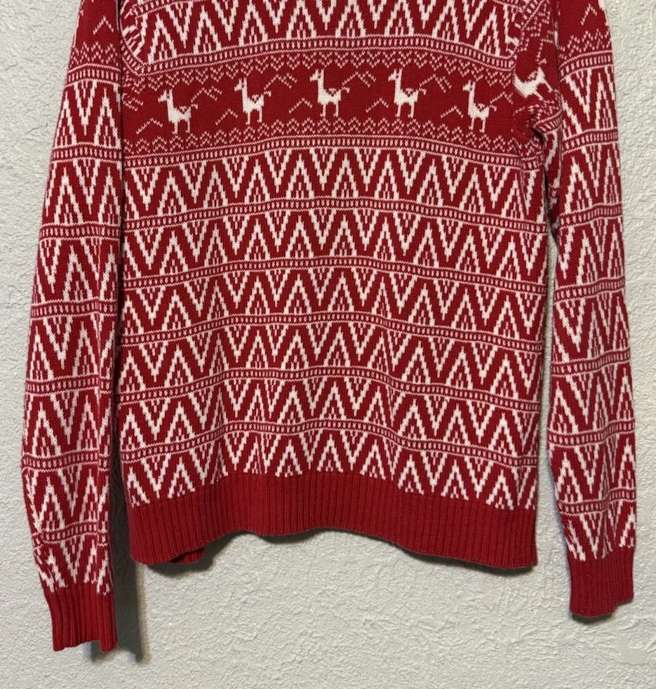 Ugly Sweater Christmas Party Llama 33 Degrees Pullover Red White Women Small