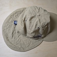 VTG Columbia Sportswear XL Flap Sun Shield Hat Khaki USA Hiking Fishing Outdoor