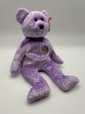 TY Beanie Babies -DECADE the BEAR - Purple - (8 inch) - DOB 01-22-2003