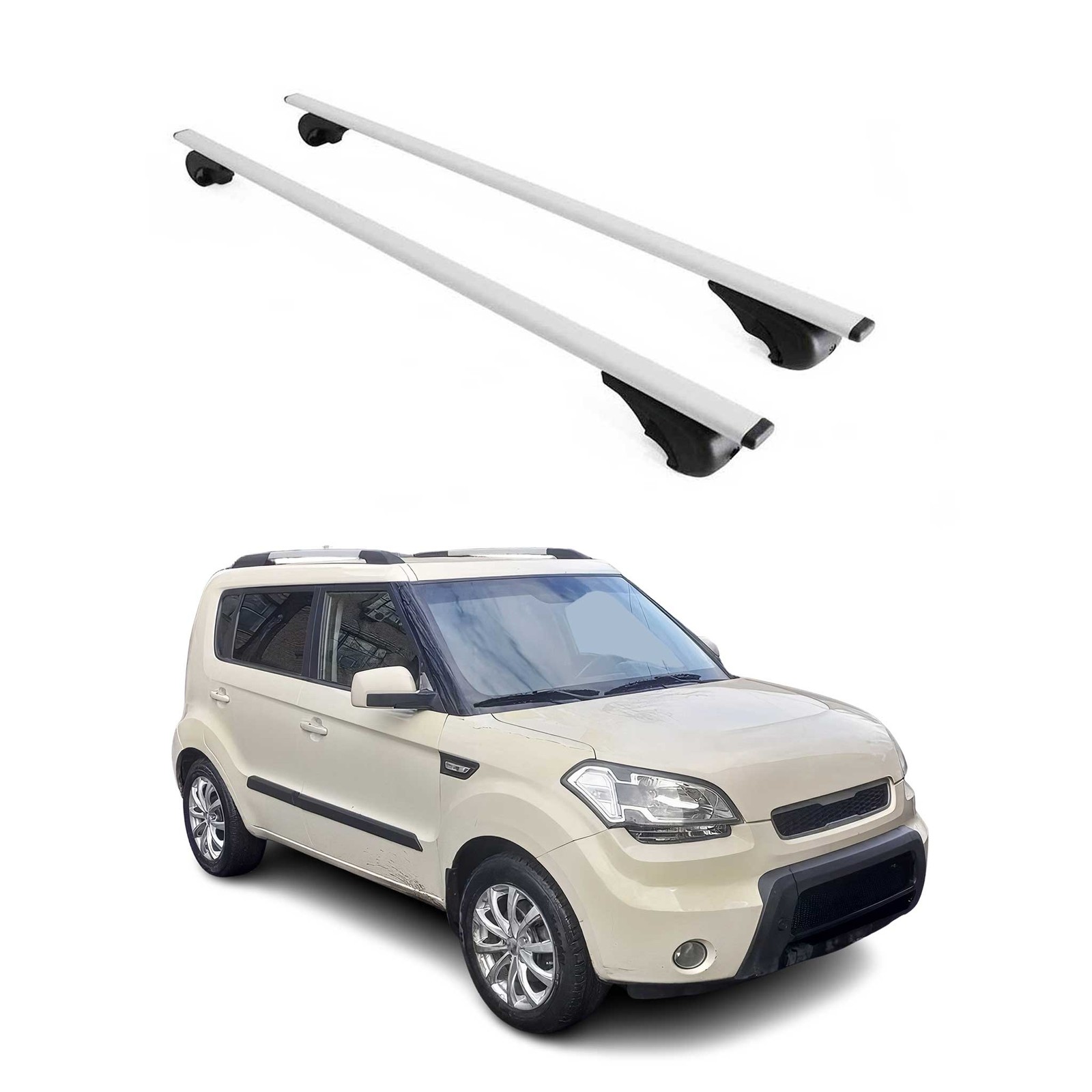 Barres de toit transversales Kia Soul 2009-2013 galerie de toit fer argent