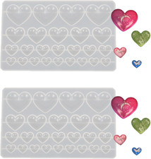 2 Pcs Heart Silicone Mold, Mixed Size Heart-Shaped Casting Jewelry Mold for Maki