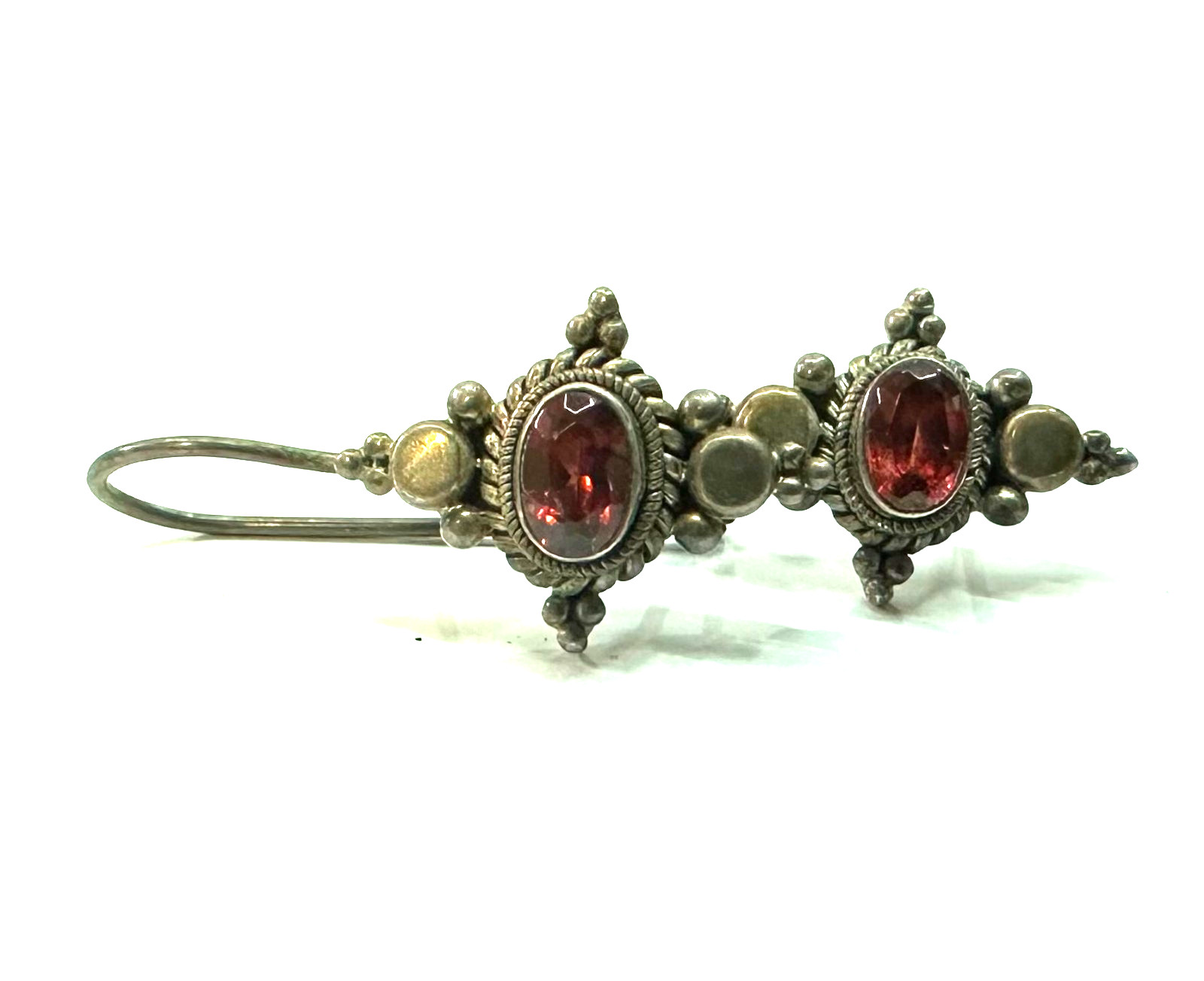 Vintage Red Stone Earrings MARKED 925 Sterling Silver Jewelry Lot H