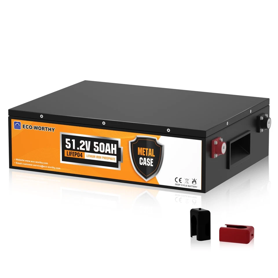 ECO-WORTHY 48V 50AH 100AH 200AH LiFePO4 Batterie 10,24kWh Speicher Akku mit BMS