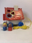 Vtg Fisher-Price #151 Goldilocks & the 3 Bears Playhouse Pull Toy & Little Peopl