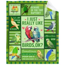 Parrot Cockatiel Collage Blanket, Gifts for Teen Men Women Parrot Lover, I Ju...