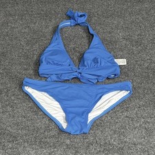 Michael Michael Kors Bikini Swimsuit Set Womens Small Blue Halter Tie Top Bottom