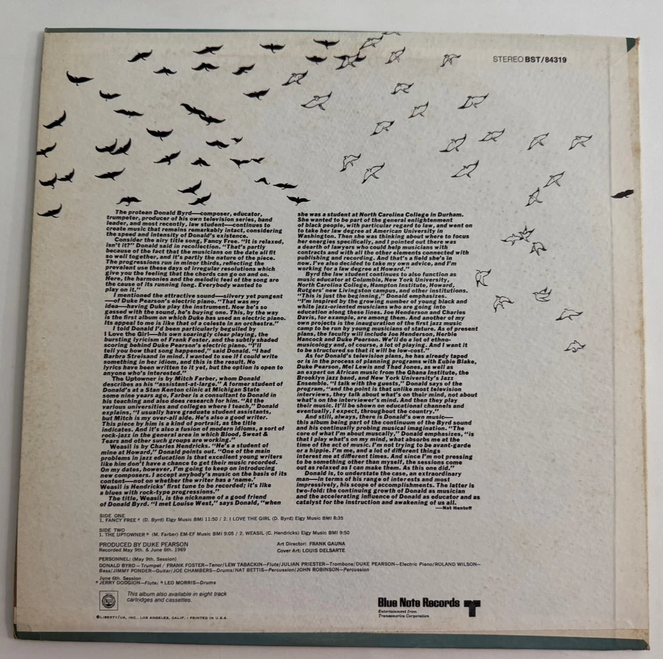 Donald Byrd Blue Note LP "Fancy Free"  Rare 1970 Press Van Gelder Jazz Funk VG++ - Image 2 of 4