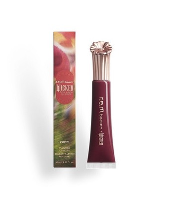 r.e.m. beauty X Wicked For Good Plumping Lip Gloss Shade POPPY PLUM PETALS 10mL
